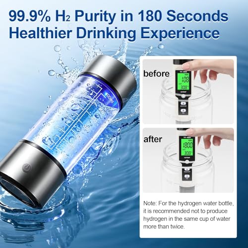 Frillize Hydrogen Water Bottle -420ml, 3-Minute Portable Electrolysis Hydrogen Generator - SPE/PEM Technology, 900-1600ppb, Hydrogen Water Generator, Reduces Fatigue - Image 3
