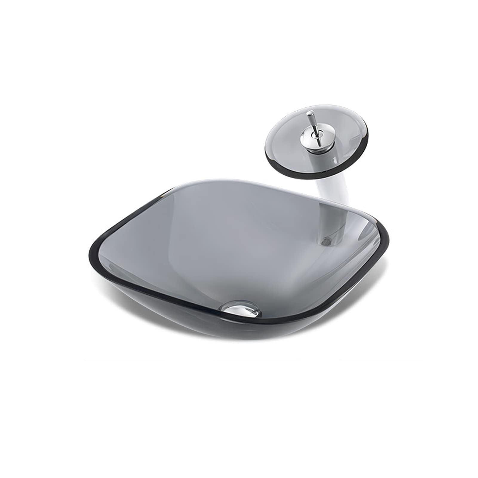 Fregadero De Vidrio De Lavado De Vidrio De Baño, Lavabo De Vidrio Conjunto De Lavabo De Baño, sobre Fondo De Contador,Grey c 5 pcs Set