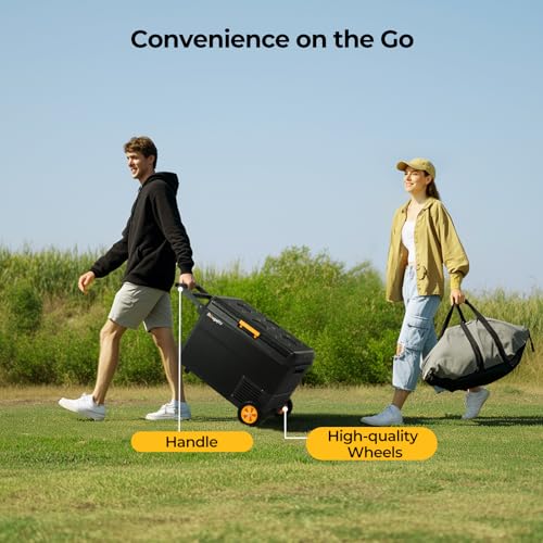 BougeRV 12 Volt Car Refrigerator, CRS 53 Quart Portable Fridge Freezer with APP Control, -4℉ to 68℉ Compressor Electric Cooler with Wheels 12/24V DC 110~240 Volt AC for Truck Van RV Camping Road Trip