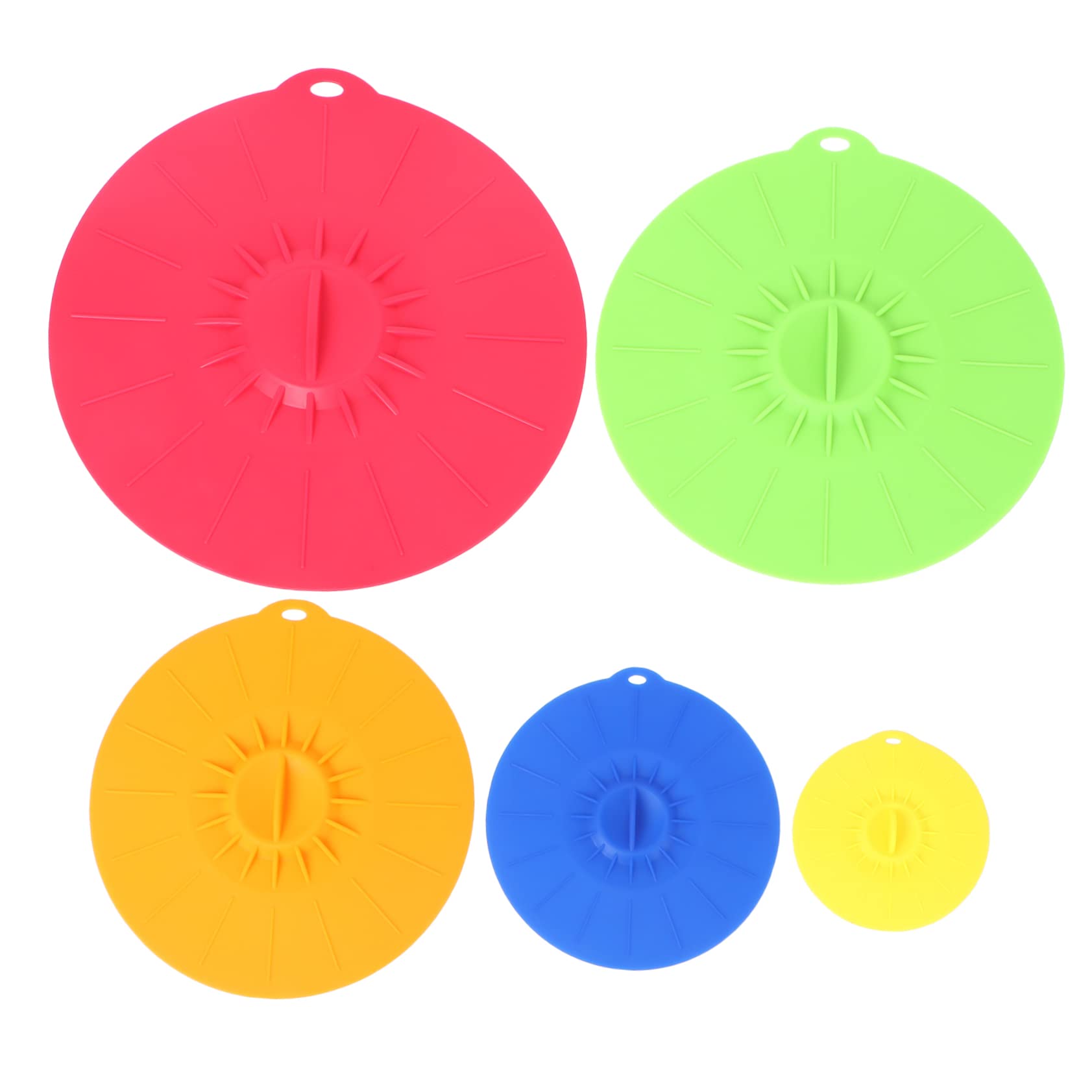 SHOWERORO 5piezas Tapas De Silicona Ecológica Aptas para Tazones Herméticas para Llevar Color Surtido