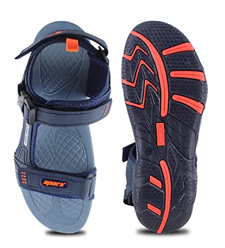 Image of Sparx Men's Sandal, Navy Blue Neon Orange, 10 UK