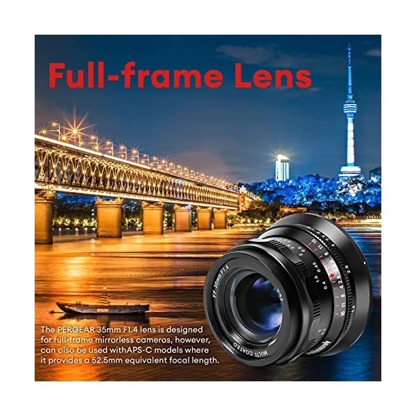 PERGEAR 35mm F1.4 Vollformat-Objektiv mit manuellem Fokus, kompatibel mit Sony E-Mount-Kameras A7 A7II A7III A7R A7RII… – Bild 4