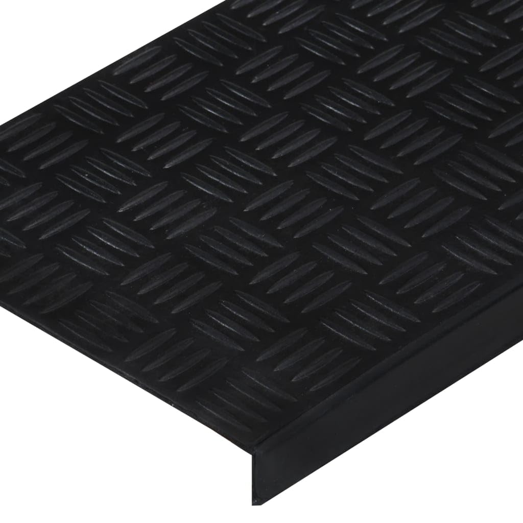 Alfombrillas para escaleras, 5 unidades, color negro, 25 x 75 cm, 4 mm, de goma, diseño moderno, superficie de rodadura antideslizante, fácil de limpiar, para interiores, exteriores y