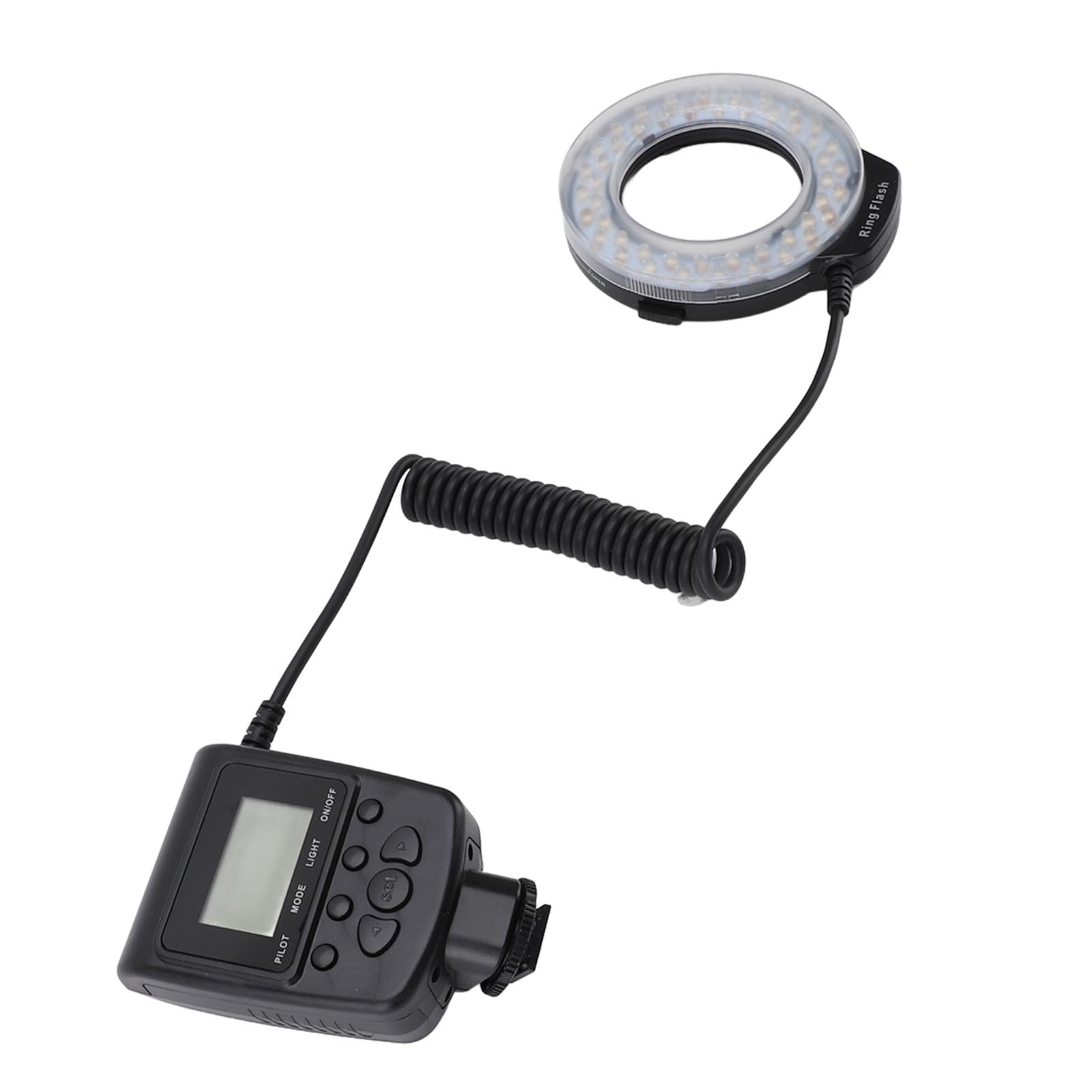 Akozon 48 Luz de Flash Macro de 48Led con Pantalla LCD, Control de Alimentación y Anillos A, Difusor de Flash para Cámaras
