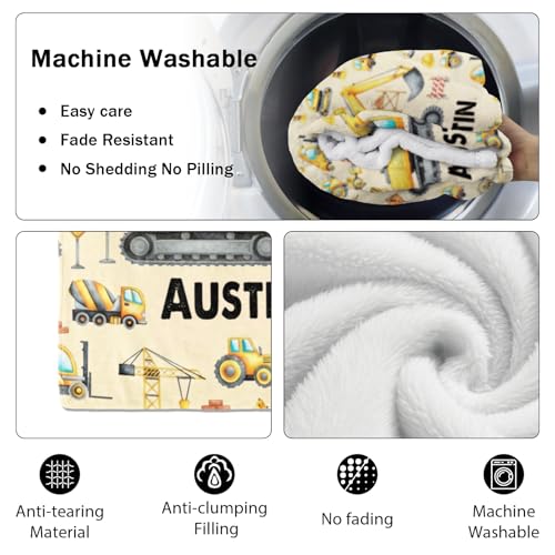 Image of Personalized Baby Blanket with Name, Custom Name Blanket for Kids Soft Flanne Blankets in Easter Personalized Baby Gifts for Infant Newborn Shower (Excavator)