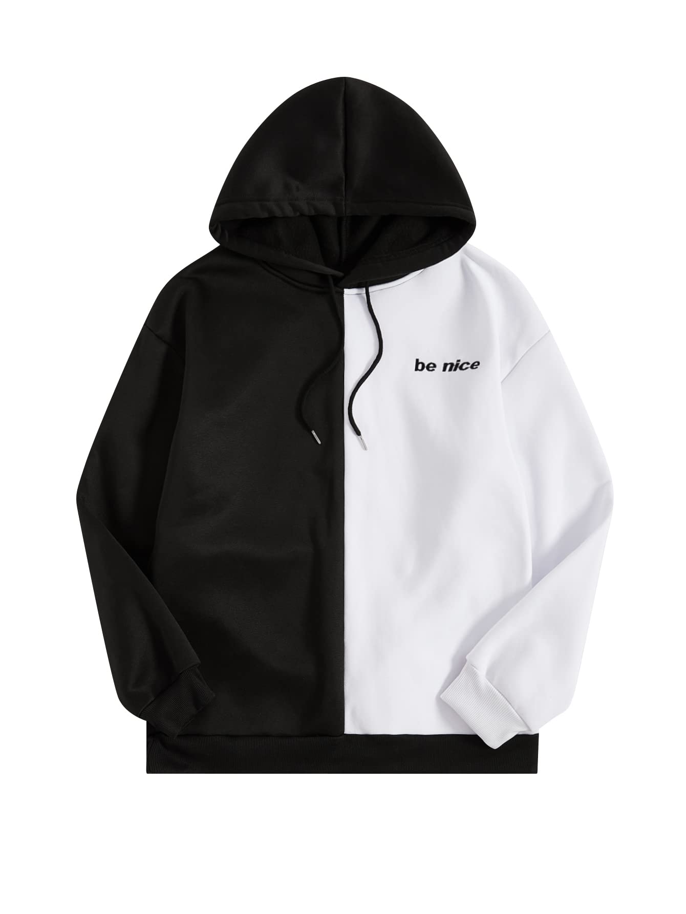 SOLY HUXMen's Casual Colorblock Pullover Fashion Loose Fit Long Sleeve Graphic Trendy Drawstring Hoodie Sweatshirt