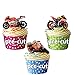 Price comparison product image AK Giftshop Moto GP Party Pack 36 Edible Wafer Cup Cake Toppers Decorations