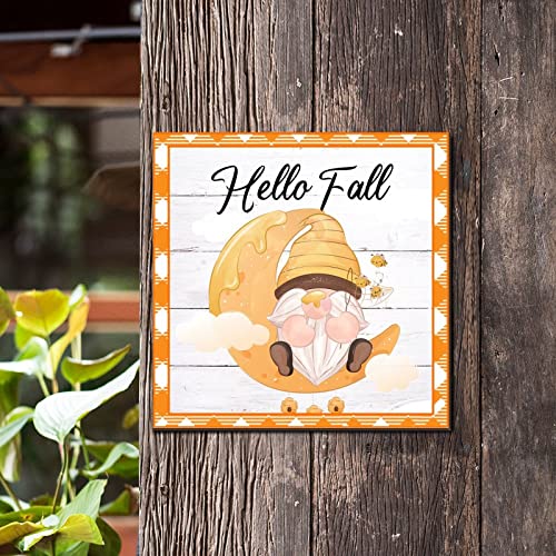 Plaque murale rétro bois Hello Fall déco salon 30cm - 4