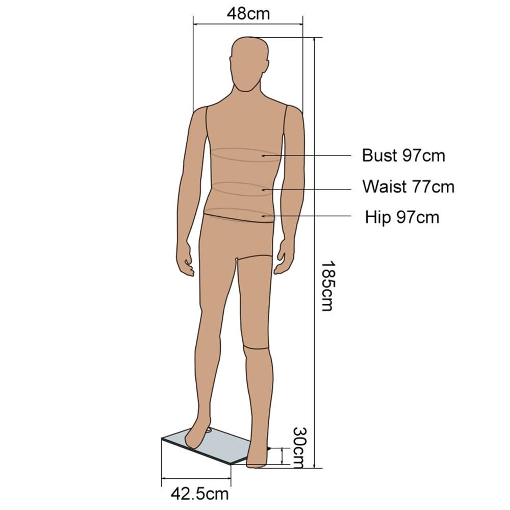 Melko 185CM Schaufensterpuppe Männlich Schneiderpuppe Herr beweglich Schaufensterfigur Mannequin Manichino Puppe Standplatte