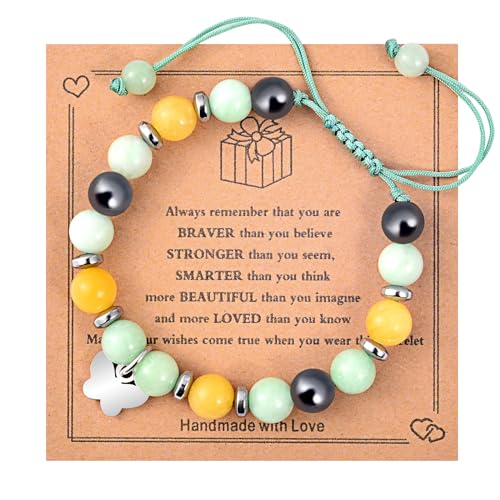 Bracelets for Girls, Natural Stone Girls Bracelets with blessing message card, Perfect Christmas Birthday Gifts for Daughter, Granddaughter, Niece, Daughter-in-Law