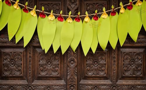 Image of S2S Artificial Leaves Kumkum Toran for Main Door Entrance (1 Pcs) (40 Inch Length) | Door Hangings for Home Decoration | Perfect for Diwali, Ganpati, Temple, Mandir Decoration
