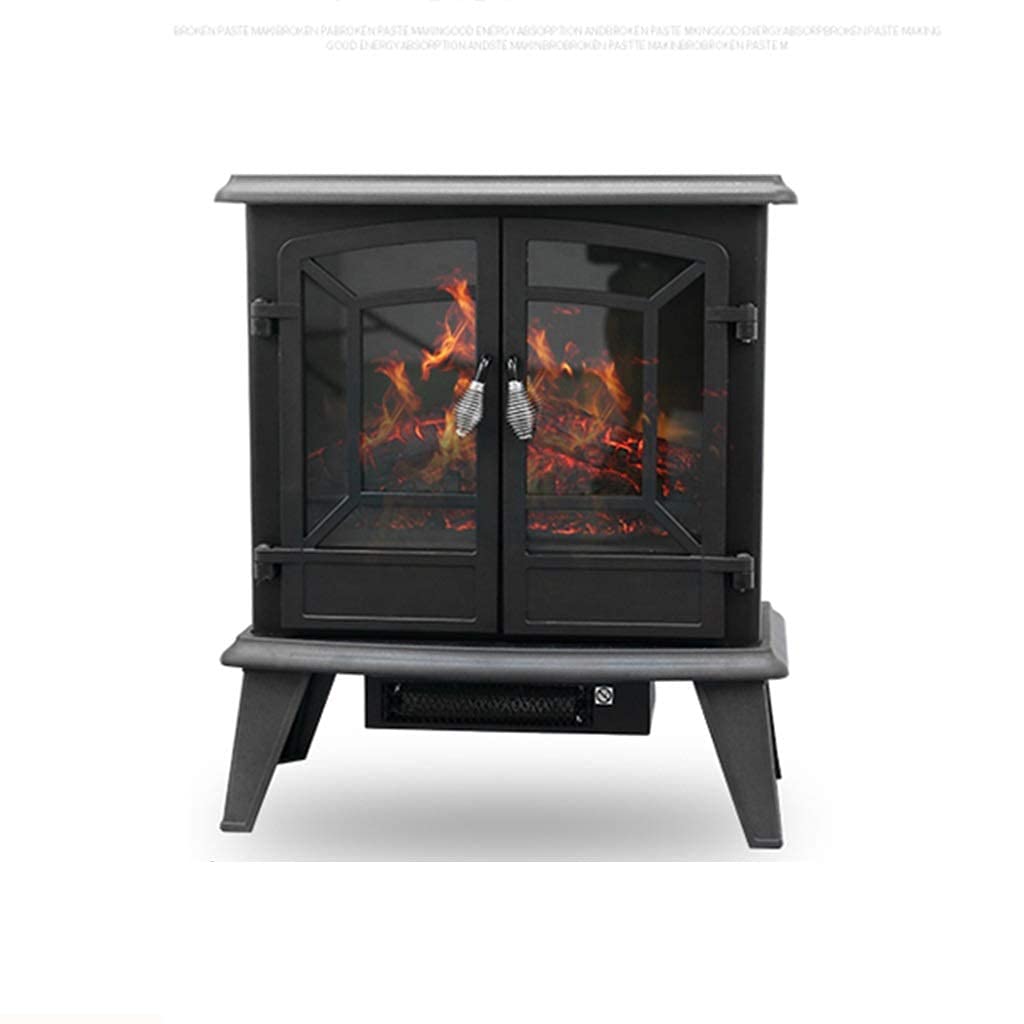 FAXIOAWA Camino Elettrico Simulazione dinamica della Fiamma 900-1800 W Interruttore Indipendente Maniglia per Porta in Acciaio Inossidabile Riscaldamento Inferiore Aria Calda 510x580x280mm