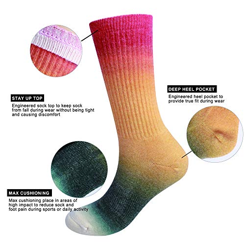 EnerWear 4 Pack Women's Merino Wool Outdoor Hiking Trail Crew Sock (US 9-11,Gradient Orange)2