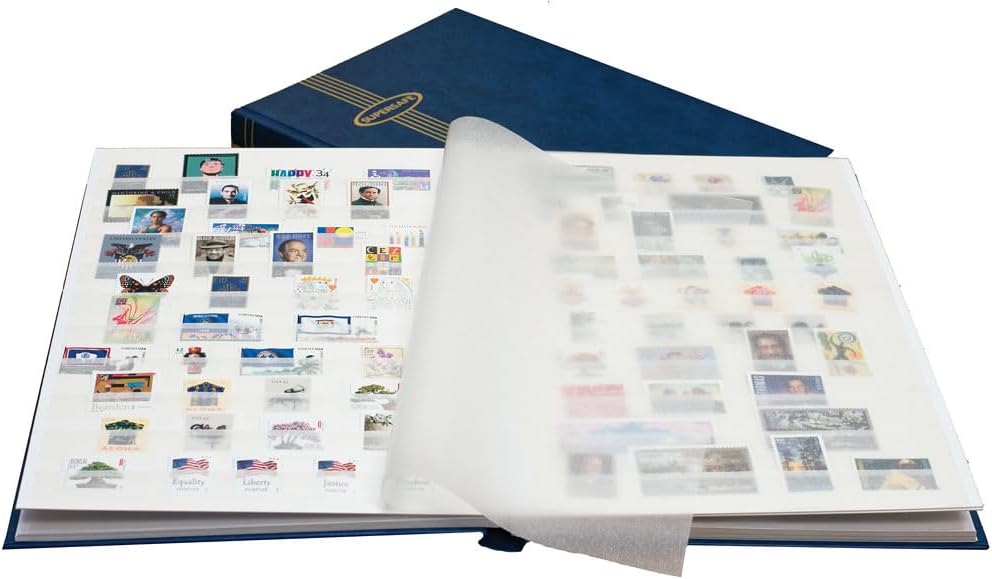 Supersafe Stock Book for Stamp Collection, 9 x 12 inches, 16 Linen Pages, 288 Strips