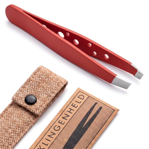 KLINGENHELD® Haargenaue Pinzette - greift jedes Haar beim 1. Versuch ohne durchrutschen - Pinzette Augenbrauen Zupfen handgeschliffen… – Ansicht 1