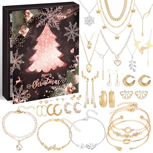 Jewelry Advent Calendar 2025 for Women, Christmas Gifts 24 Days
