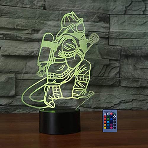 3D Pompiers LED Lampe Art Déco Lampe la Couleur Changeant Lumières LED DécorationLumière Télécommande 7/16 Couleurs Change Alimenté par USB Enfants...