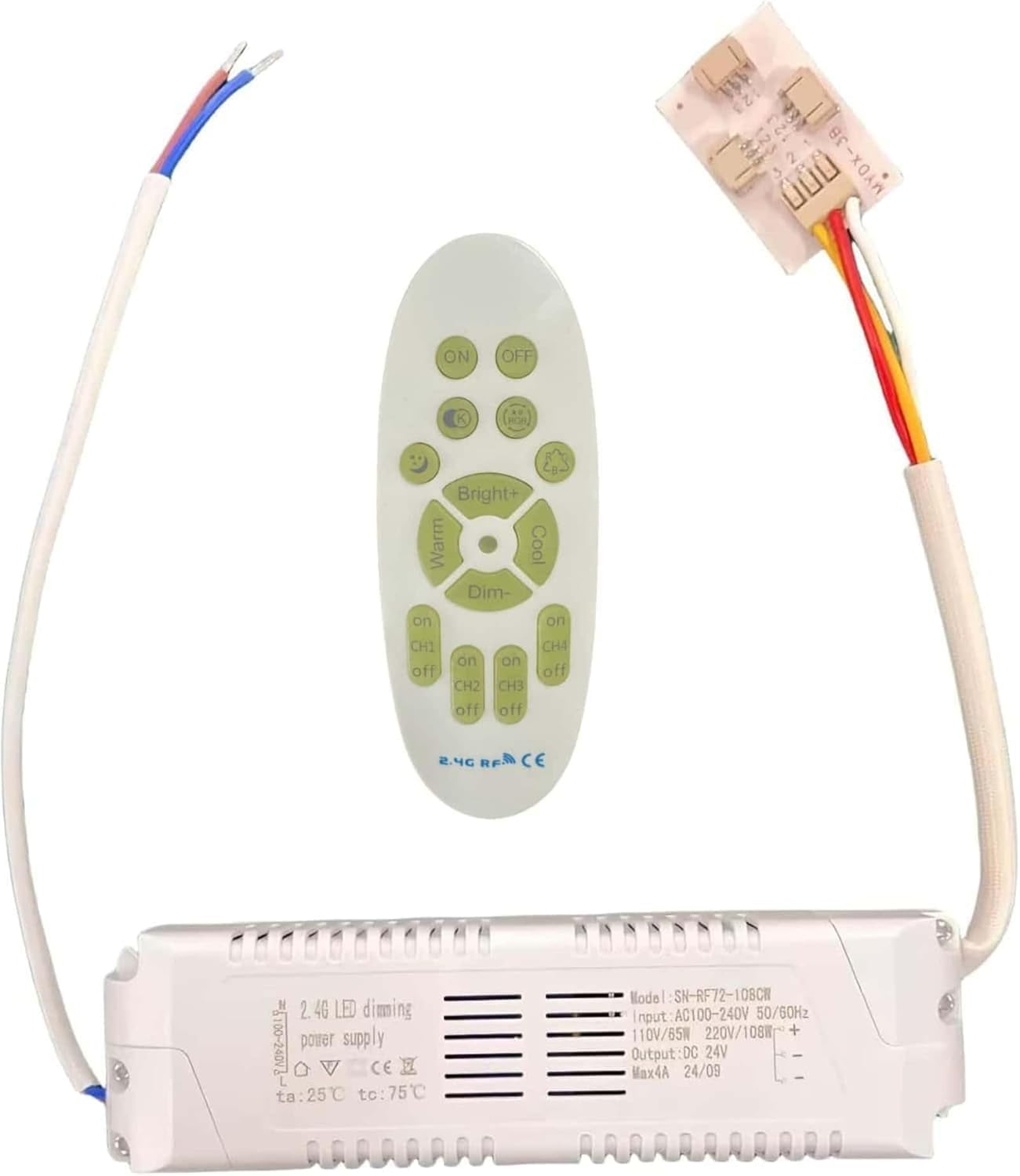 LED Transformer Power Supply LED Driver Adapter, Regulated Switching Power Supply, Converter Adapter Transformer Driver (SN-RF72-108CW)