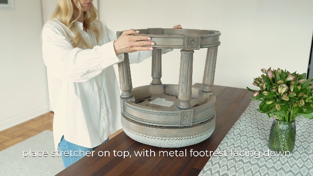 Butaco Maven Lane Pullman sin respaldo para barra, acabado en roble blanco, altura 26 pulgadas | Butaco giratorio sin respaldo con reposapiés, estructura de madera maciza y asiento tapizado, ideal para islas y mesas de cocina miniatura 7