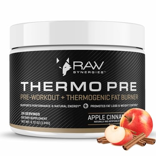 RAW Synergies Thermo Pre - Fitness Support Supplement for Active Lifestyles - Pre-Workout Thermogenic & Metabolic Support - Plant-Based, Natural Ingredients - Apple Cinnamon - 24 Servings