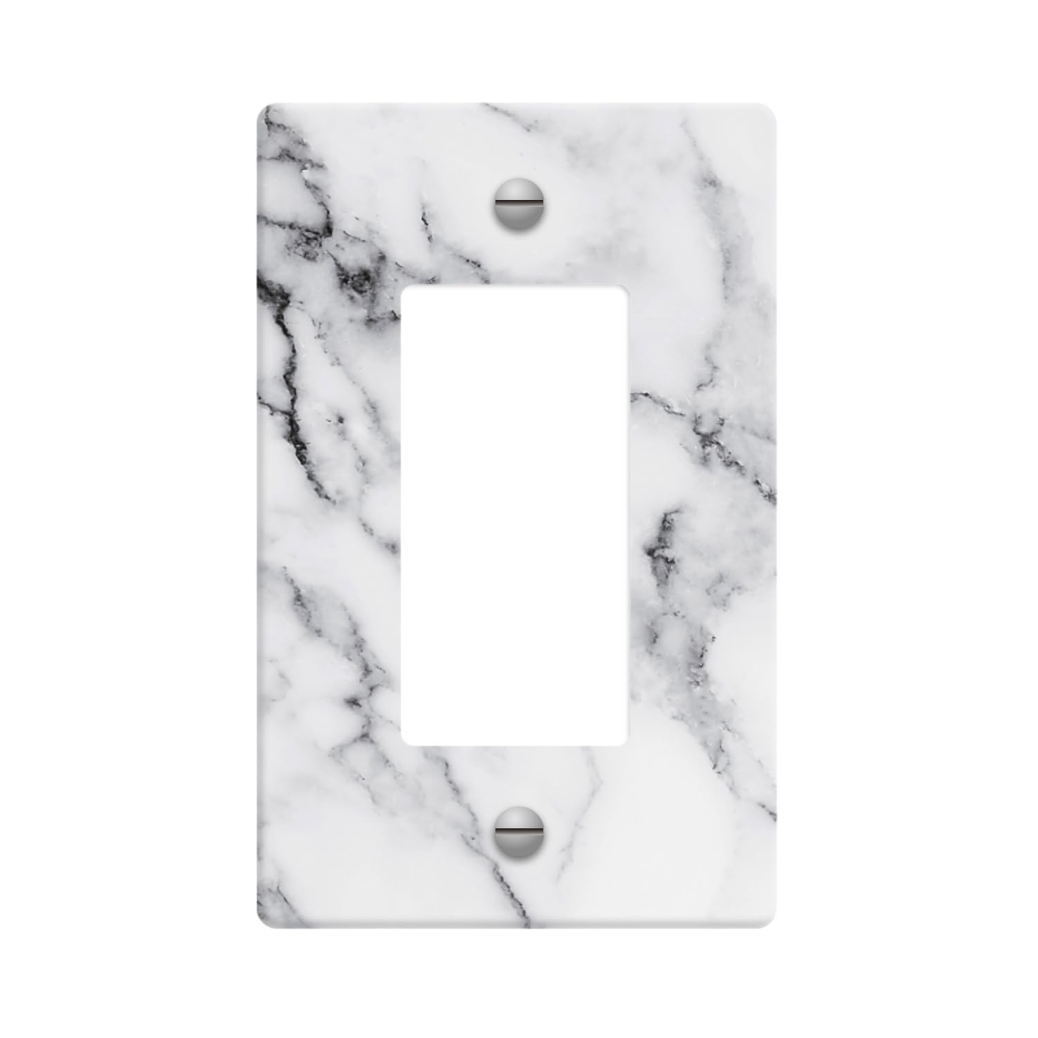 1 Gang Rocker Wallplates，White Marble And Grain Decor Switch Plate Covers Outlet Wall Plate Decorative for Bedroom Kitchen Home