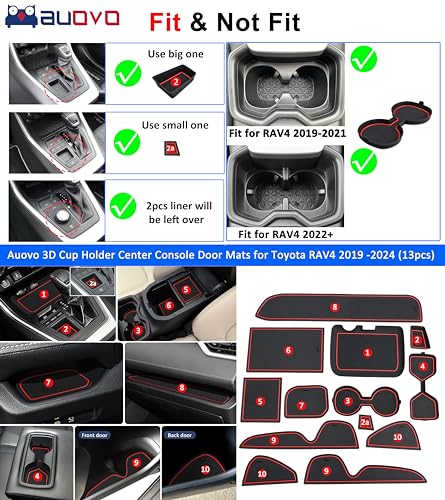 Insertos 3D para portavasos auovo RAV4 13 piezas rojo miniatura 2