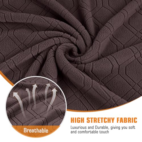 Image of VANSOFY Recliner Cover, 2-Pieces Stretch Reclining Couch Cover with Pockets Loveseat Sofa Slipcovers Soft Washable Furniture Protector for Dogs(Dark Coffee)