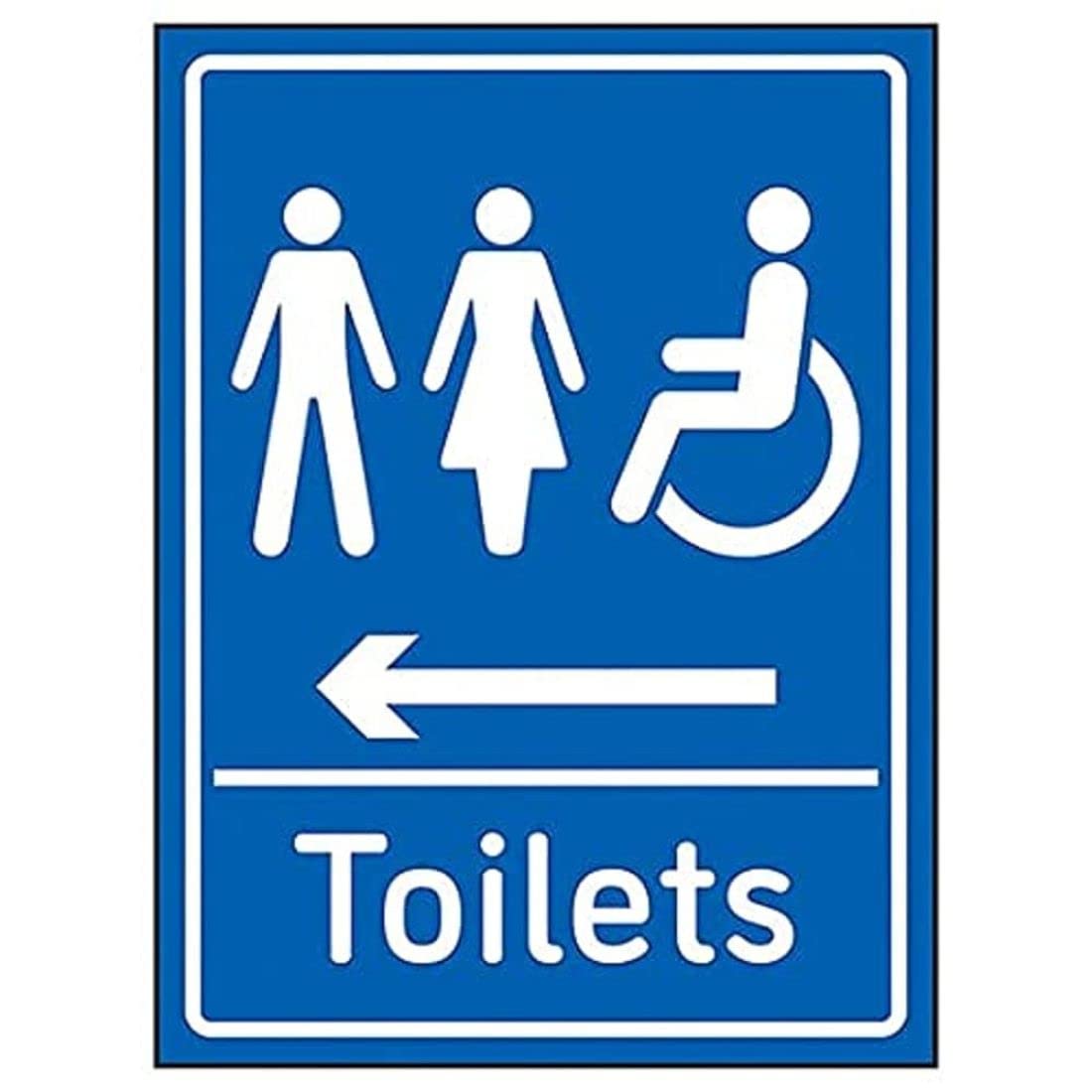 V Safety Mixed Toilets Arrow Left - 200mm x 300mm - Blue 1mm Rigid Plastic