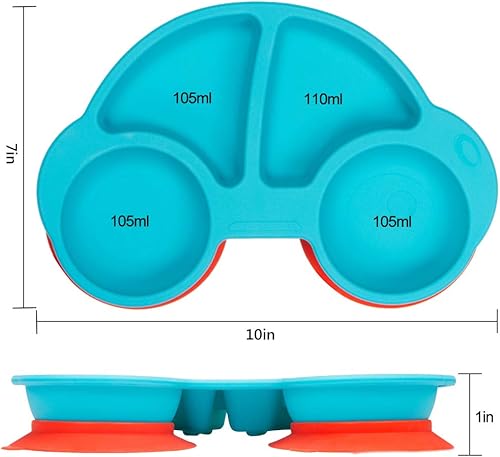 Miniatura 6 de Platos divididos de silicona para niños pequeños, platos portátiles antideslizantes de alimentación con succión para niños, bebés y niños, sin BPA