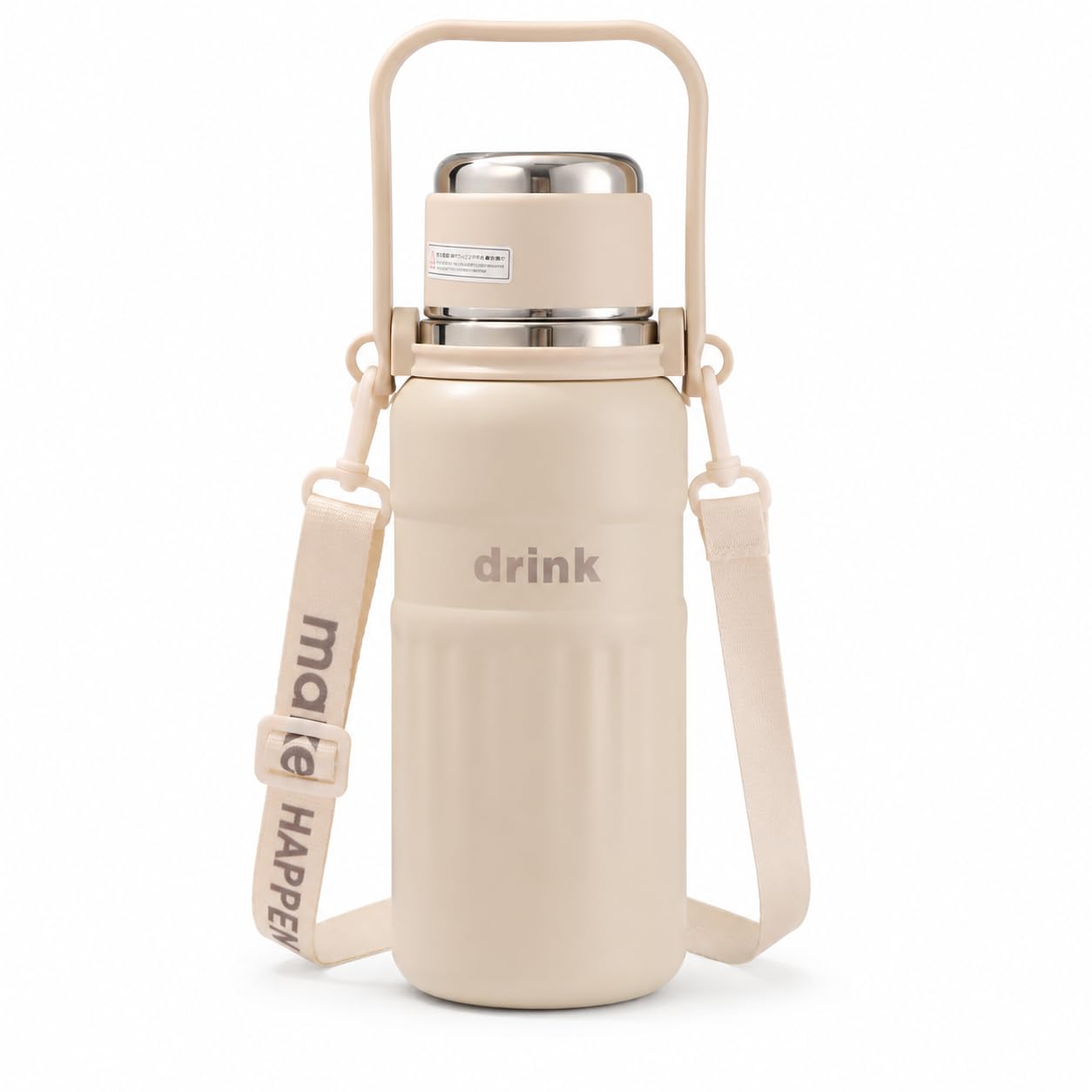 Cantimplora de té de acero inoxidable de 1000ml en color beige con filtro y tapa para la oficina