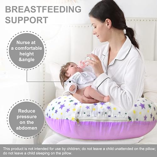 Image of VParents Feeding Pillow, Breast Feeding Pillows Vacuum Packed Cotton Nursing Pillow and Positioner, Breastfeeding, Bottle Feeding, Baby Support Joy (Purple) 110499