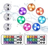 VSKIA Pequeñas luces LED sumergibles con control remoto, mini luz LED, luz de té impermeable, luces subacuáticas, velas sin llama, adecuadas para jarrones, peceras, jacuzzis, fiestas, bodas