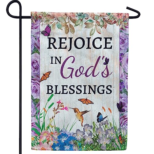 America Forever Rejoice In God's Blessings Happy Easter Garden Flag 12.5 X 18 Inch Double Sided Christian Religious Spring Floral Seasonal Holiday Yard Outdoor Decorative Flag #TOP6