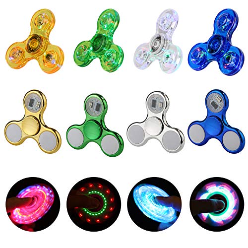 wellvo Light Up Fidget Spinners 8 Pack Light Up Fidget Toys for Kids Adults Hand Fidget Spinner Glow in The Dark Fidget Spinner LED ADHD Anxiety Stress Relief Reducer