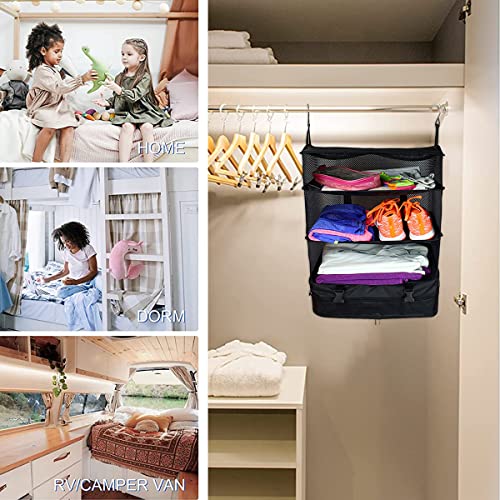 Travel Luggage Organizer, Portable Travel Shelves Bag 3-Shelf Suitcase Packing Cube Collapsible Hanging Closet Storage Bag Space Saver for Wardrobe Suitcase Carry On - Image 4