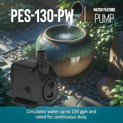 Image of Little Giant PES-130-PW 115-Volt, 130 GPH Magnetic Drive Fountain /Pond Pump with 6-Ft. Cord, Black, 566716