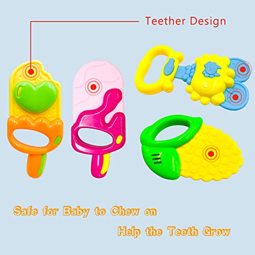 ToyerBee Baby Rattle &Teething Toys with Container,10PCS Musical&Grasping Toy Set in Various Shapes and Colors, Early Learning Toys for Little Hands,Best Gifts for 3-12 Month Newborn & Infant,BPA FREE - Thumbnail 3