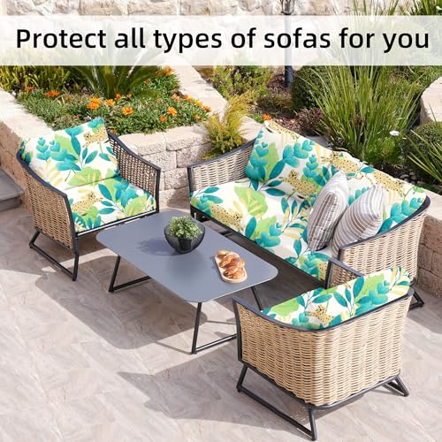 Image of BIETYONE 8Pcs Stretch Patio Cushion Covers,Outdoor Couch Covers Replacement,Outdoor Couch & Sofa Slipcovers,for Patio Furniture Cushion Covers,Washable Reusable urniture Protector(Leopard,8PCS)