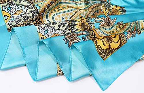 Image of Women's 35 inch Satin Square Silk Like Hair Scarves and Wraps Headscarf for Sleeping | Silk Feel Neckerchief, Hair Scarf, Fashion Bandana, Headscarf, Headband, Hair Wrap Sleeping, Daily Fashion Styling