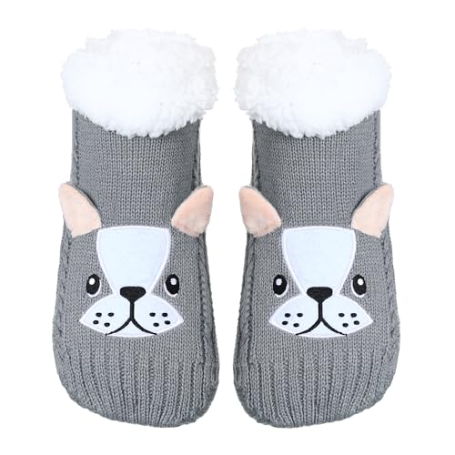 Image of ZYZX Cute Dog Slipper Socks for Women with Grips,Fuzzy Socks Indoor