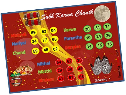 Karwachauth Theme Bingo Housie tambola Tickets (Printed on Hard Sheet, Big Size Tickets, 16 Cards) (B099S2V655) Amazon Price History, Amazon Price Tracker