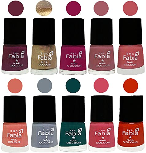 Image of ALL IN ONE (PACK OF 10), Long Lasting Glossy Nail Polish, 6 ml Each, All Vibrant Colours,01883