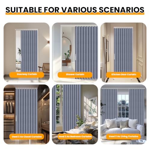 Image of AJAZZ Blackout Magnetic Door Curtain Accordion Doors Interior Closet Door Curtain Invisible Applicable Bedroom Room Living Room Doorway(Dark Blue 42 inch W x 78 inch L 1 Panel