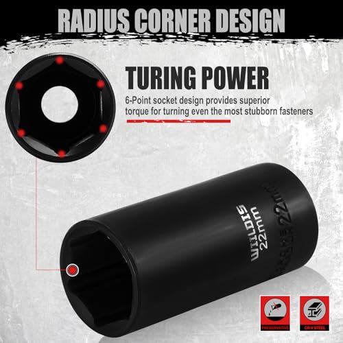Image of WIILDIS 3 /8 inch Drive Impact Socket Set, 48-Piece Standard SAE (5 /16 inch to 3 /4 inch) and Metric (8-22mm) Size, CRV,3 inch and 6 inch Drive Extension Bar,Impact Universal Joint,3 /8 inch to 1 /2 inch Impact Adaptor