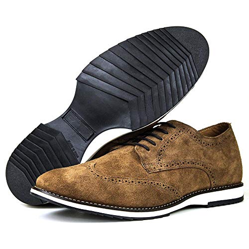 Sapato Casual Brogue Premium Couro Camurça Confort Social Mr Light cor:Bronze;Tamanho:43