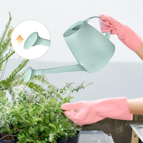 Image of Hand Plastic Watering Can - for Home Plant Garden - 1 /2 Gallon - Light Green