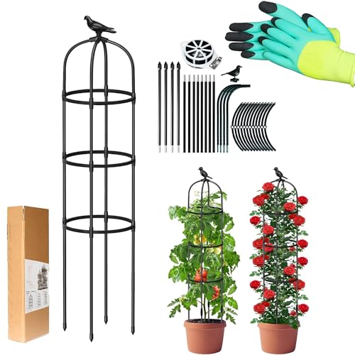 LIBRNTY Rankhilfe Obelisk,Rankobelisk,Turm Obelisk Garten Rankgitter,Rustproof Plastic Coated Metal Plant Support,Top-Vogeldesign,Passend fürReben,Blume, Rosen,Turm Obelisk Spalier…