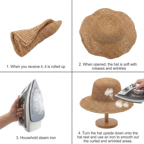 Sombrero de playa plegable para mujer marrón miniatura 3