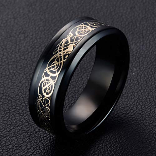 Image of HIJONES Unisex Carbide Fiber Celtic Dragon Spinner Ring Stainless Steel Wedding Spins Band