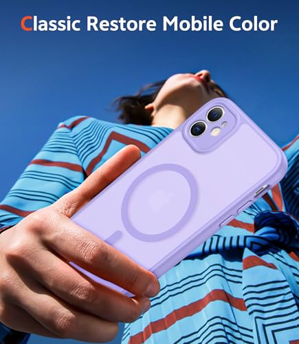Image of FNTCASE for iPhone 11 Case Matte: Magnetic Phone Cases Compatible with Magsafe Slim Anti Yellowing Military Grade Drop Protection Rugged Shockproof Protective Translucent Cell Cover (C-Purple)